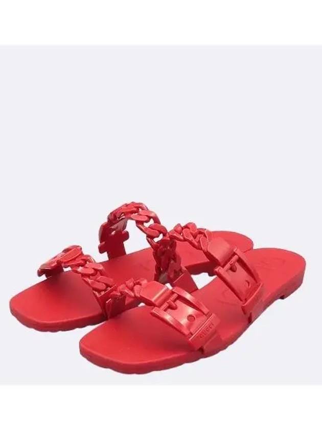 624731 Red color rubber slide women s slippers size 36 230MM - GUCCI - BALAAN 5