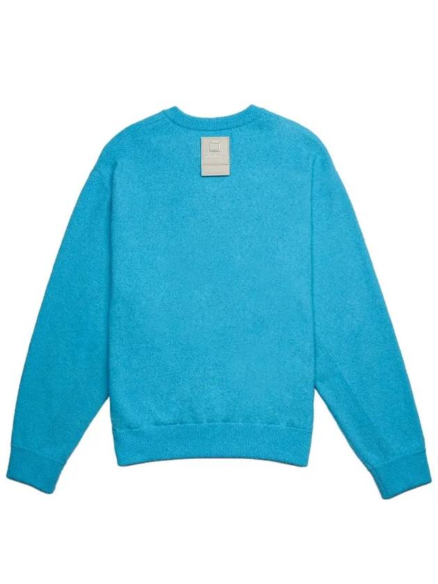 Men's leather patch crewneck sweatshirt knit blue W231KN11520L - WOOYOUNGMI - BALAAN 2