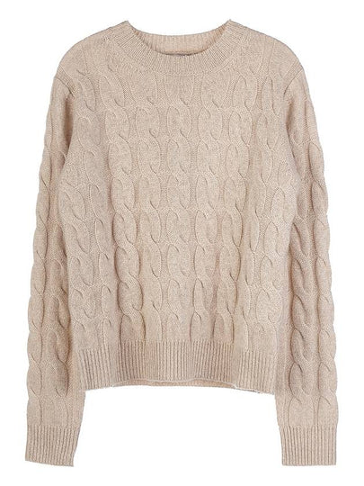 Women's Edipo Cable Cashmere Knit Top Beige - MAX MARA - BALAAN 2