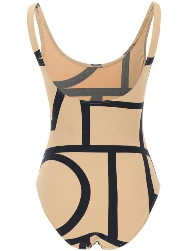 Monogram One-Piece Swimsuit Beige - TOTEME - BALAAN 3