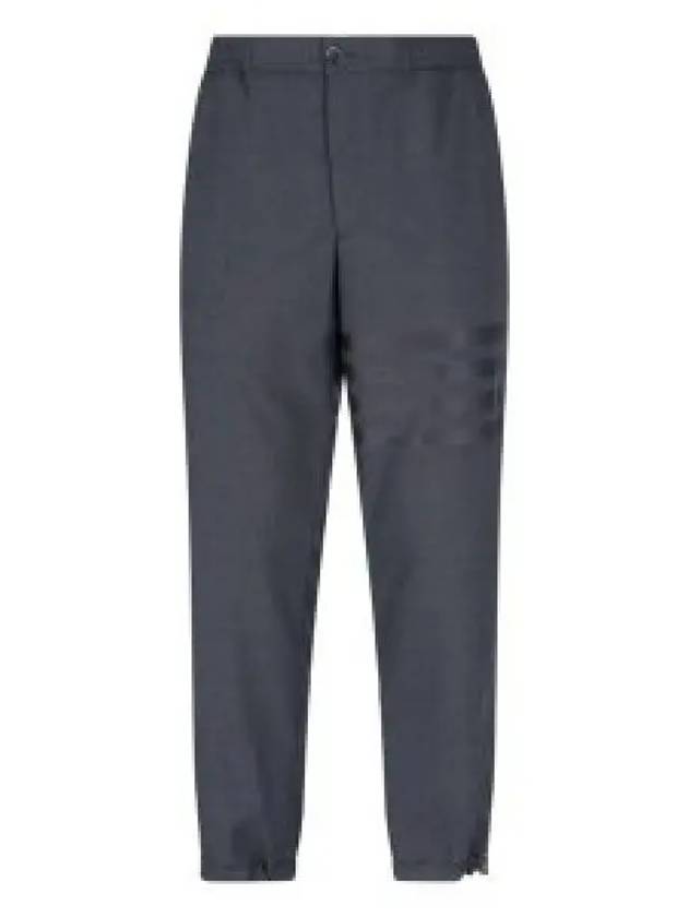 Plain Weave 4-Bar Elastic Waist Track Pants Dark Grey - THOM BROWNE - BALAAN 2