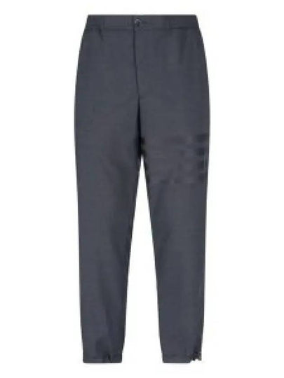 Plain Weave 4-Bar Elastic Waist Track Pants Dark Grey - THOM BROWNE - BALAAN 2