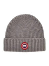 Logo Arctic Disc Rib Beanie Heather Grey - CANADA GOOSE - BALAAN 2