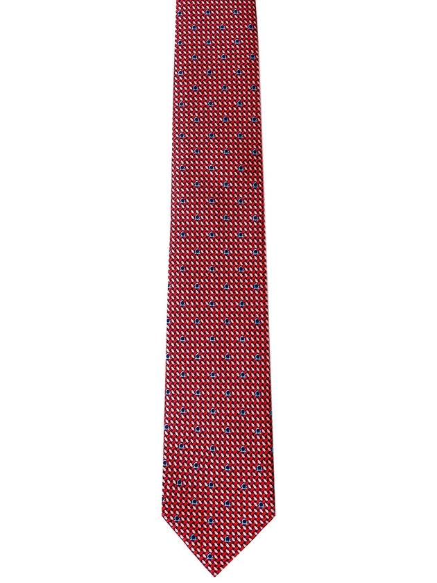 Gancini Print Silk Tie Blue Red - SALVATORE FERRAGAMO - BALAAN 2