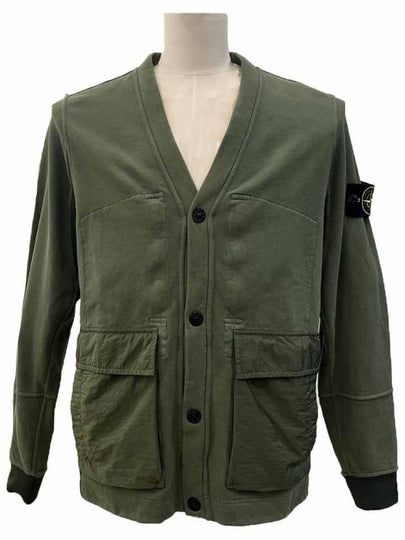 Brushed Fleece Pocket Cardigan Green - STONE ISLAND - BALAAN 2