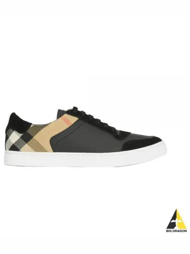 House Check Leather Suede Low Top Sneakers Black - BURBERRY - BALAAN 2