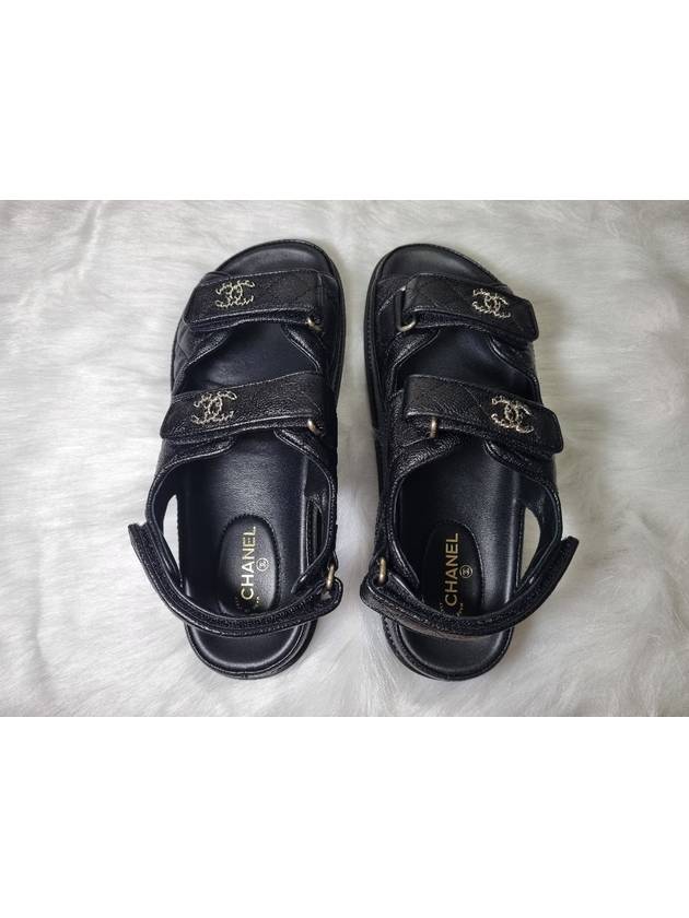 Women's CC Logo Velcro Sandals Gold Black - CHANEL - BALAAN 8