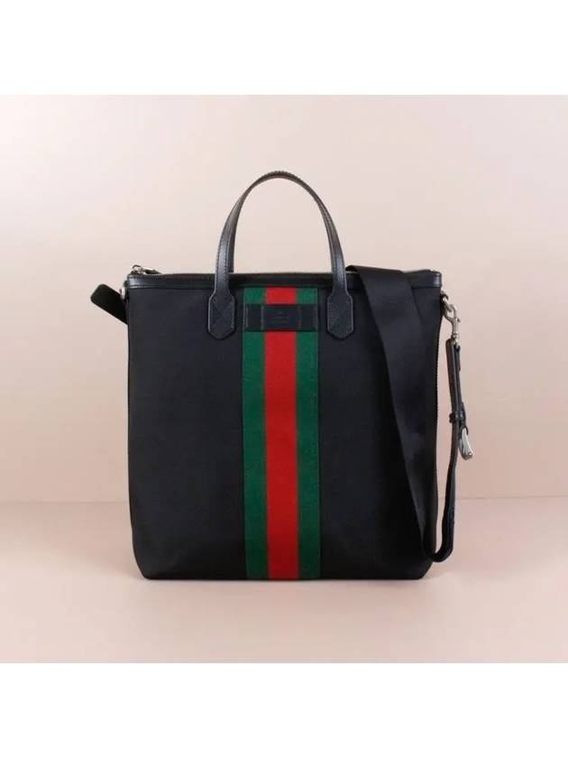 Stripe Two Way Tote Bag Black - GUCCI - BALAAN 3