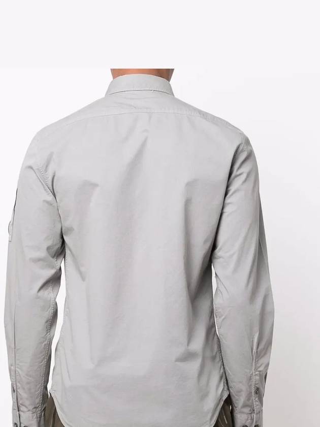 Men's Cavardine Waffen Button Long Sleeve Shirt Gray - CP COMPANY - BALAAN.