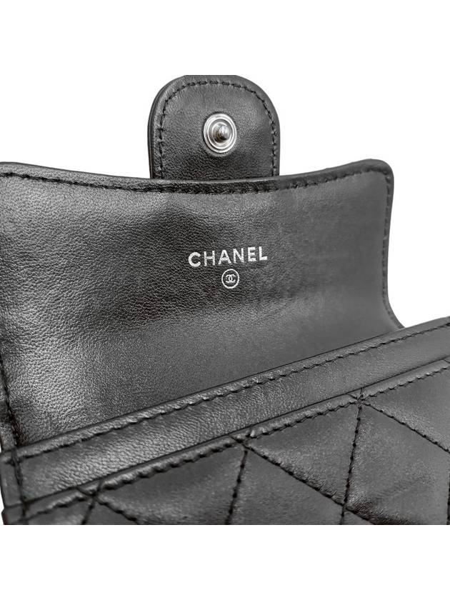 Women s A80799 Lambskin black silver snap card holder business wallet - CHANEL - BALAAN 6