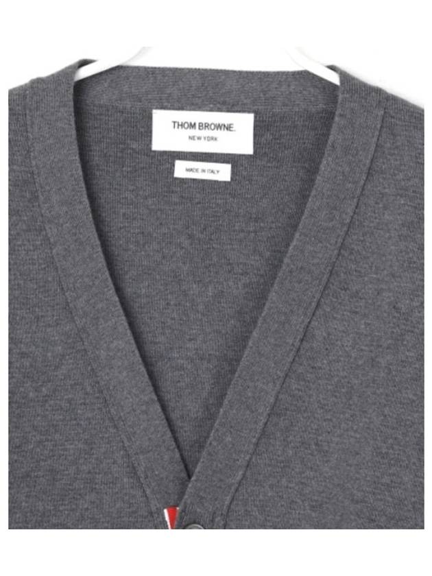 Milano Stitch 4-Bar Cardigan Medium Grey - THOM BROWNE - BALAAN 4