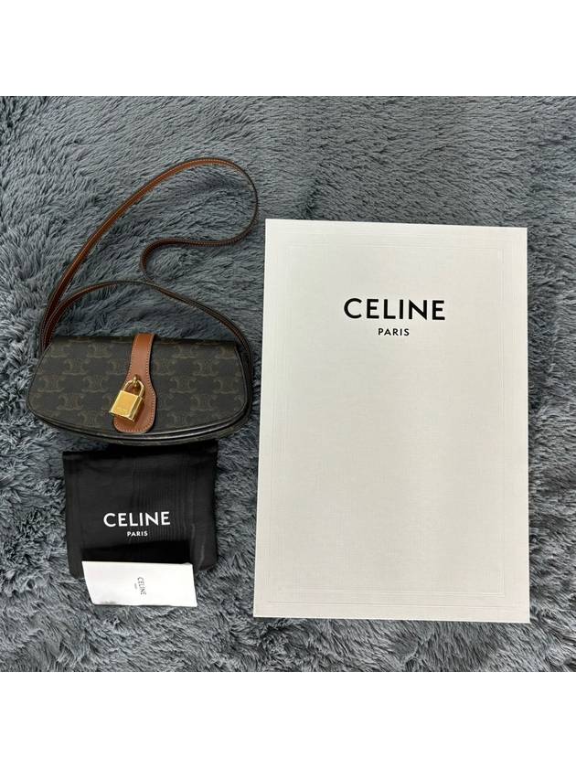 Triomphe Canvas Calfskin Tabou Strap Clutch Bag Tan - CELINE - BALAAN 7