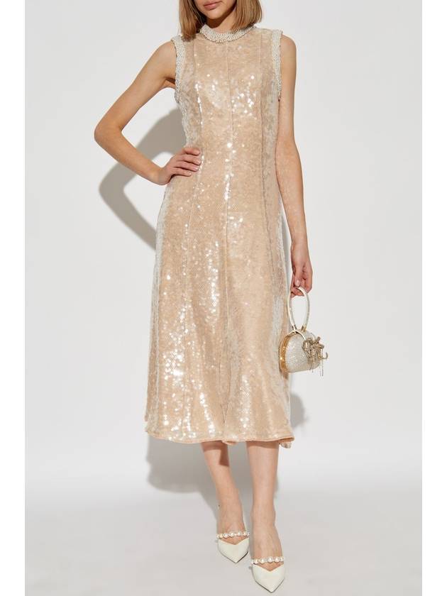 Self Portrait Sequin Dress With Pearl Appliqués, Women's, Cream - SELF PORTRAIT - BALAAN 2