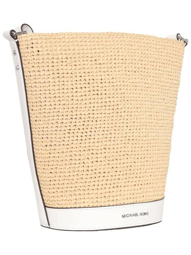 Townsend Medium Straw Bucket Cross Bag White Beige - MICHAEL KORS - BALAAN 3