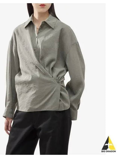 Straight collar twisted shirt ash gray - LEMAIRE - BALAAN 1