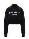 Logo Print Crop Sweatshirt Black - BALMAIN - BALAAN 1