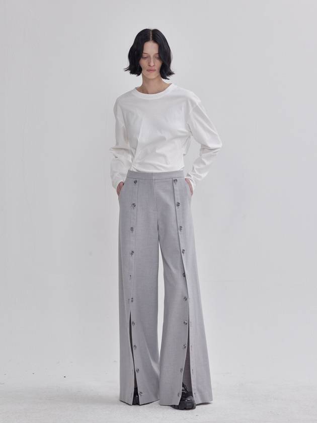 front open button detail pants gray - LIE - BALAAN 5