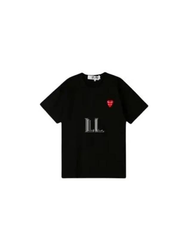 Play Men's Small Double Red Heart Wappen Short Sleeve T-Shirt P1 T288 1 Black - COMME DES GARCONS - BALAAN 2