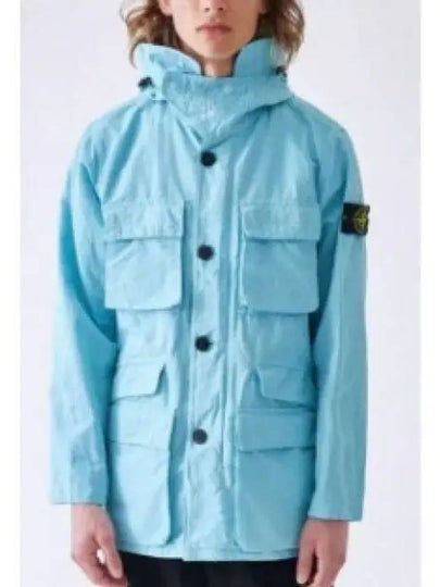 Men's Logo Patch Pocket Detail Jacket Aqua - STONE ISLAND - BALAAN 2