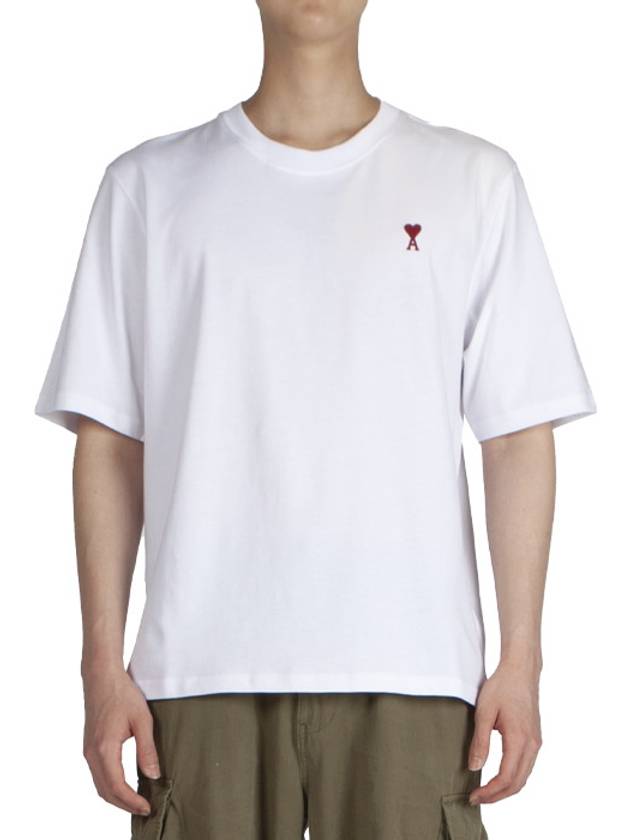 Small Heart Logo Boxy Fit Short Sleeve T-Shirt White - AMI - BALAAN 2