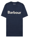 Men's Logo Print Short Sleeve T-Shirt Navy - BARBOUR - BALAAN 8