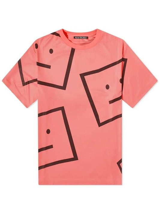 All Over Face Crew Neck Short Sleeve T-Shirt Pink - ACNE STUDIOS - BALAAN 2