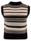 V-Neck Striped Vest Black - GANNI - BALAAN 3