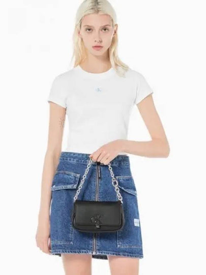 Minimal Monogram Chain Flap Small Shoulder Bag Black - CALVIN KLEIN - BALAAN 2