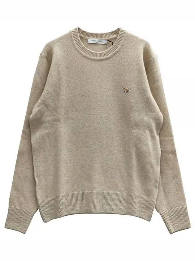 Baby Fox Patch Cozy Round Neck Knit Top Beige - MAISON KITSUNE - BALAAN 2