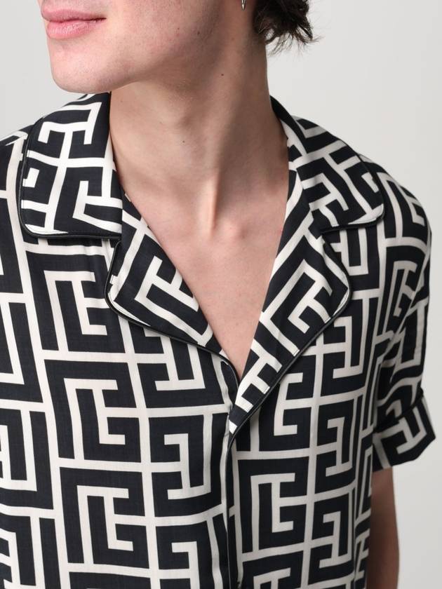 Monogram Print Short Sleeve Shirt Black - BALMAIN - BALAAN 6