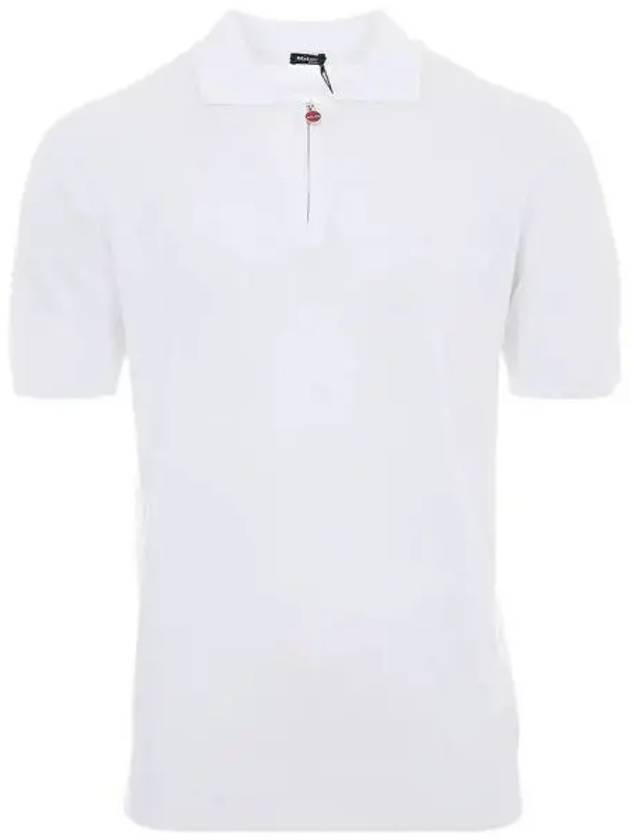 Knit zipper polo white short sleeve tee 271465 - KITON - BALAAN 1