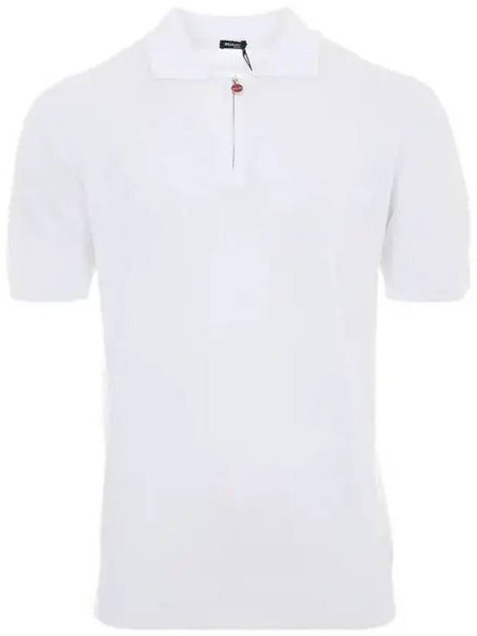 Knit zipper polo white short sleeve tee 271465 - KITON - BALAAN 1