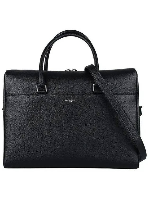 Logo Leather Brief Case Black - SAINT LAURENT - BALAAN 3