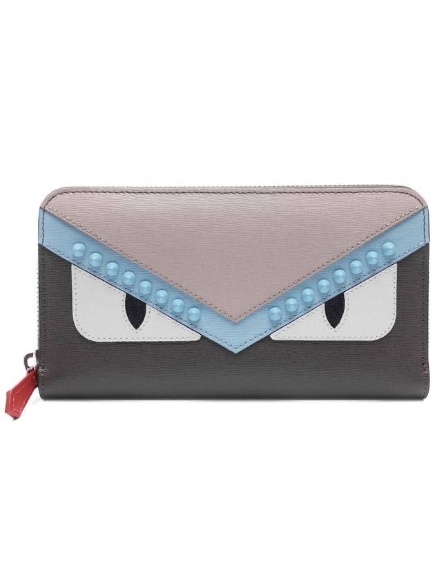 Monster Zip Round Long Wallet Grey - FENDI - BALAAN 3