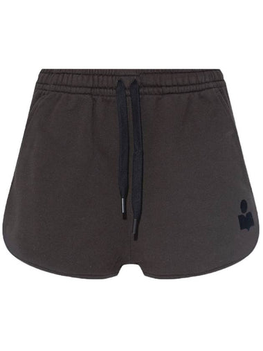 Mifa Logo Print Cotton Shorts Black - ISABEL MARANT ETOILE - BALAAN 1