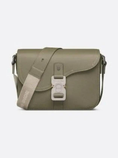 Saddle Mini Strap Grained Calfskin Messenger Bag Khaki - DIOR - BALAAN 2