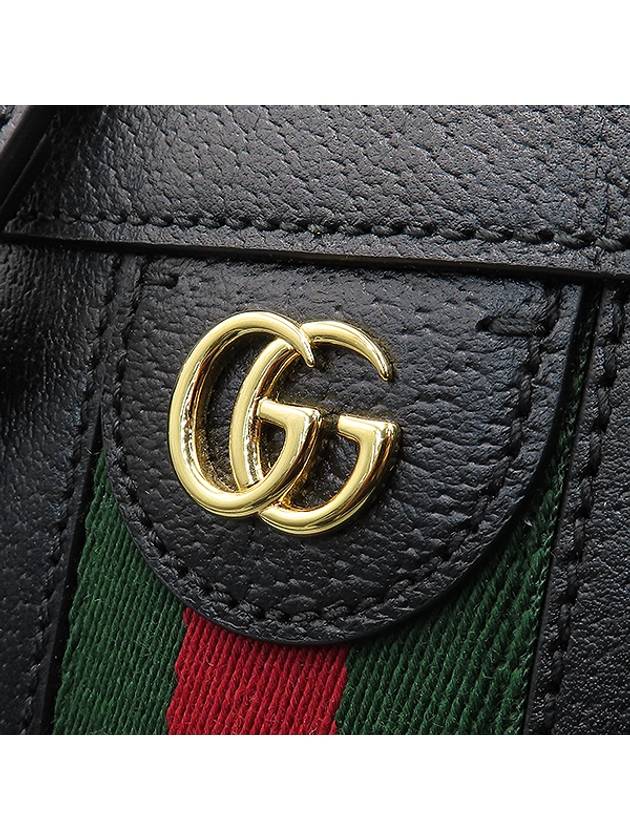 Gucci 719882 Black color leather gold metal GG logo WEB three stripe stitching Ophidia top handle tote bag shoulder strap 2WAY - GUCCI - BALAAN 5