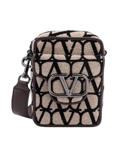 V Logo Toile Iconographe Cross Bag Beige - VALENTINO - BALAAN 1