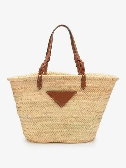 Woven Palm Leather Tote Bag Beige - PRADA - BALAAN 2