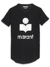 Coldy Logo Print Linen Short Sleeve T-Shirt Black - ISABEL MARANT - BALAAN 2