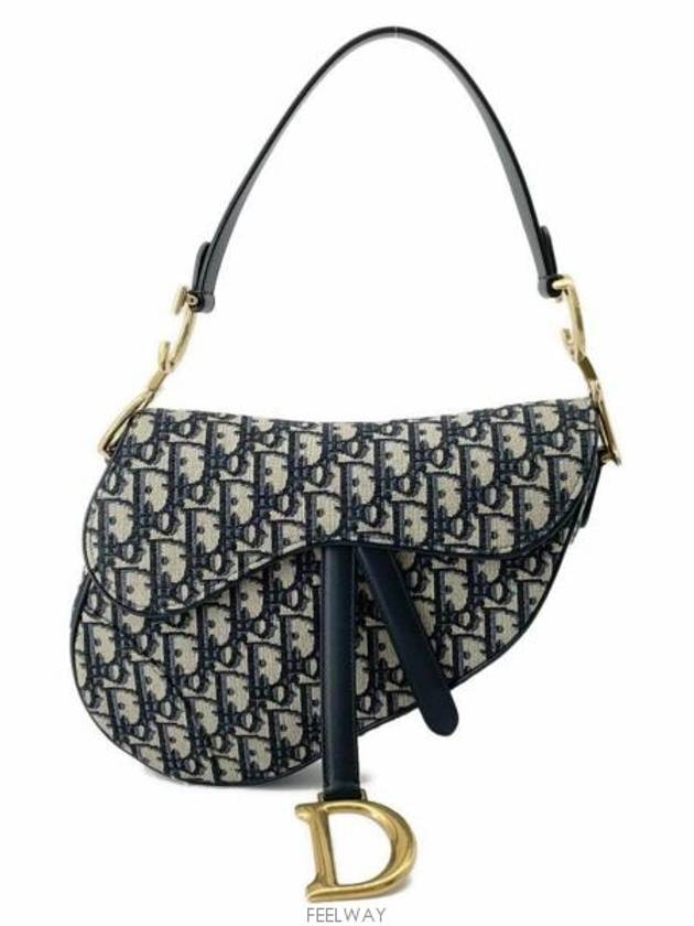 Saddle Oblique Jacquard Shoulder Bag Navy - DIOR - BALAAN 2