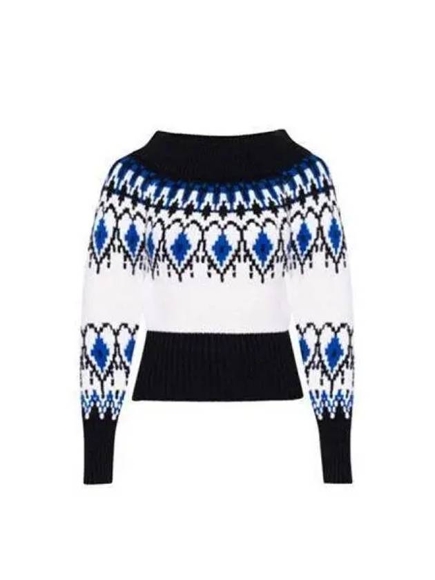 Women s Long Sleeve Off Shoulder Sweater Blue 710206 Q1A27 - ALEXANDER MCQUEEN - BALAAN 1