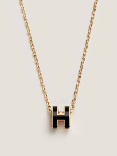 Mini Pop H Pendant Necklace Gold Noir - HERMES - BALAAN 2