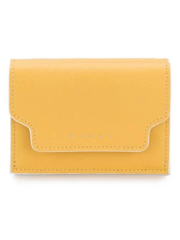 Saffiano Leather Trifold Half Wallet Yellow - MARNI - BALAAN 3