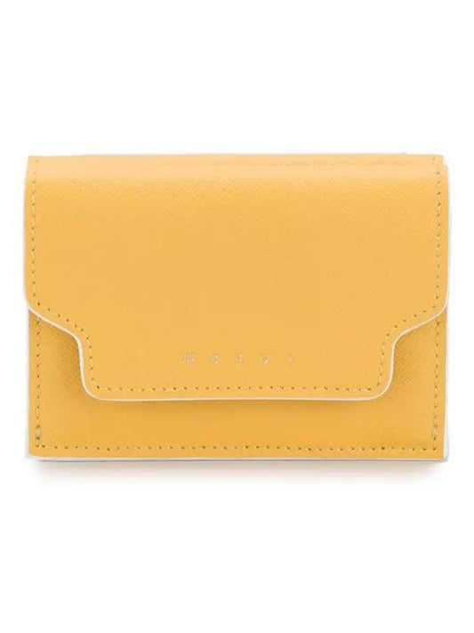 Saffiano Leather Trifold Half Wallet Yellow - MARNI - BALAAN 2