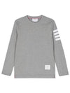 4-Bar Striped Cotton Long Sleeve T-Shirt Light Grey - THOM BROWNE - BALAAN 2