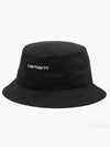 Script Embroidered Logo Bucket Hat Black - CARHARTT WIP - BALAAN 2