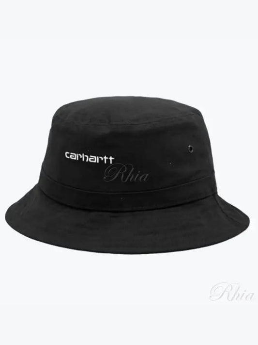 Script Embroidered Logo Bucket Hat Black - CARHARTT WIP - BALAAN 2