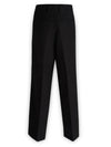 Gabardine Wool Loose Fit Wide Pants Black - AMI - BALAAN 3