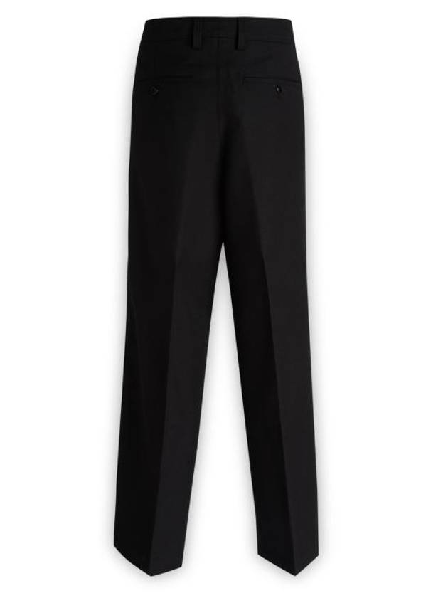 Gabardine Wool Loose Fit Wide Pants Black - AMI - BALAAN 3